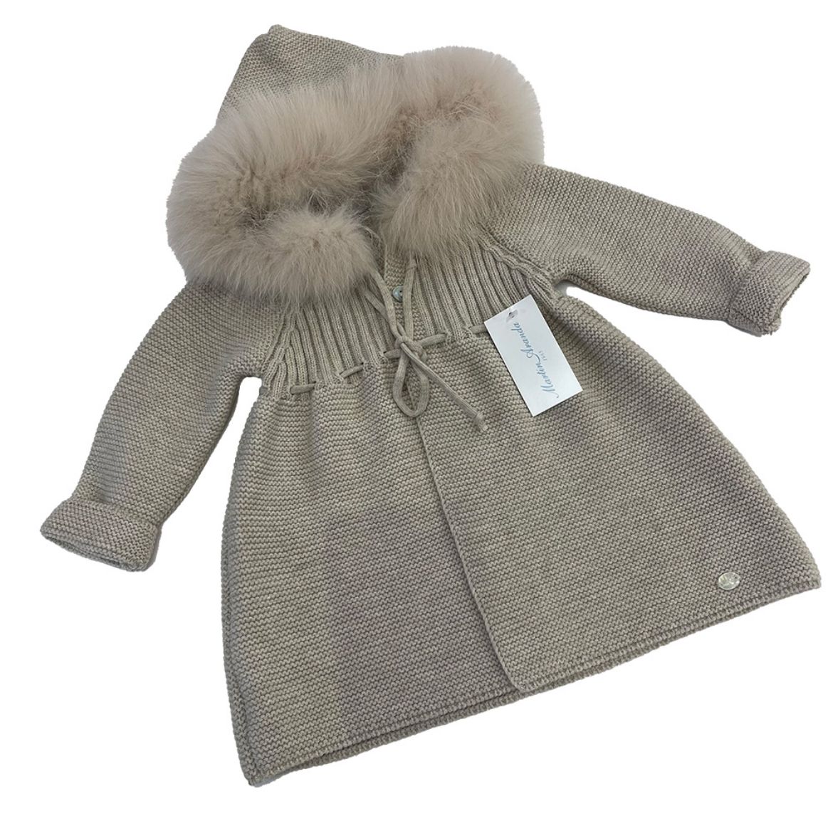 Picture of Martin Aranda Girls Beige Fur Hood Cardigan