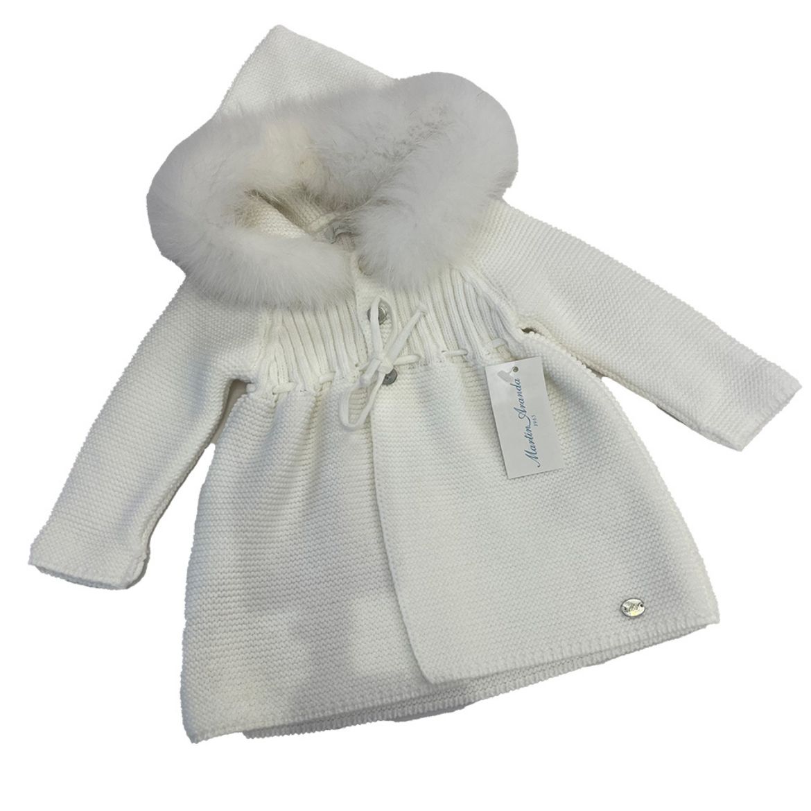 Picture of Martin Aranda Girls Cream Fur Hood Cardigan
