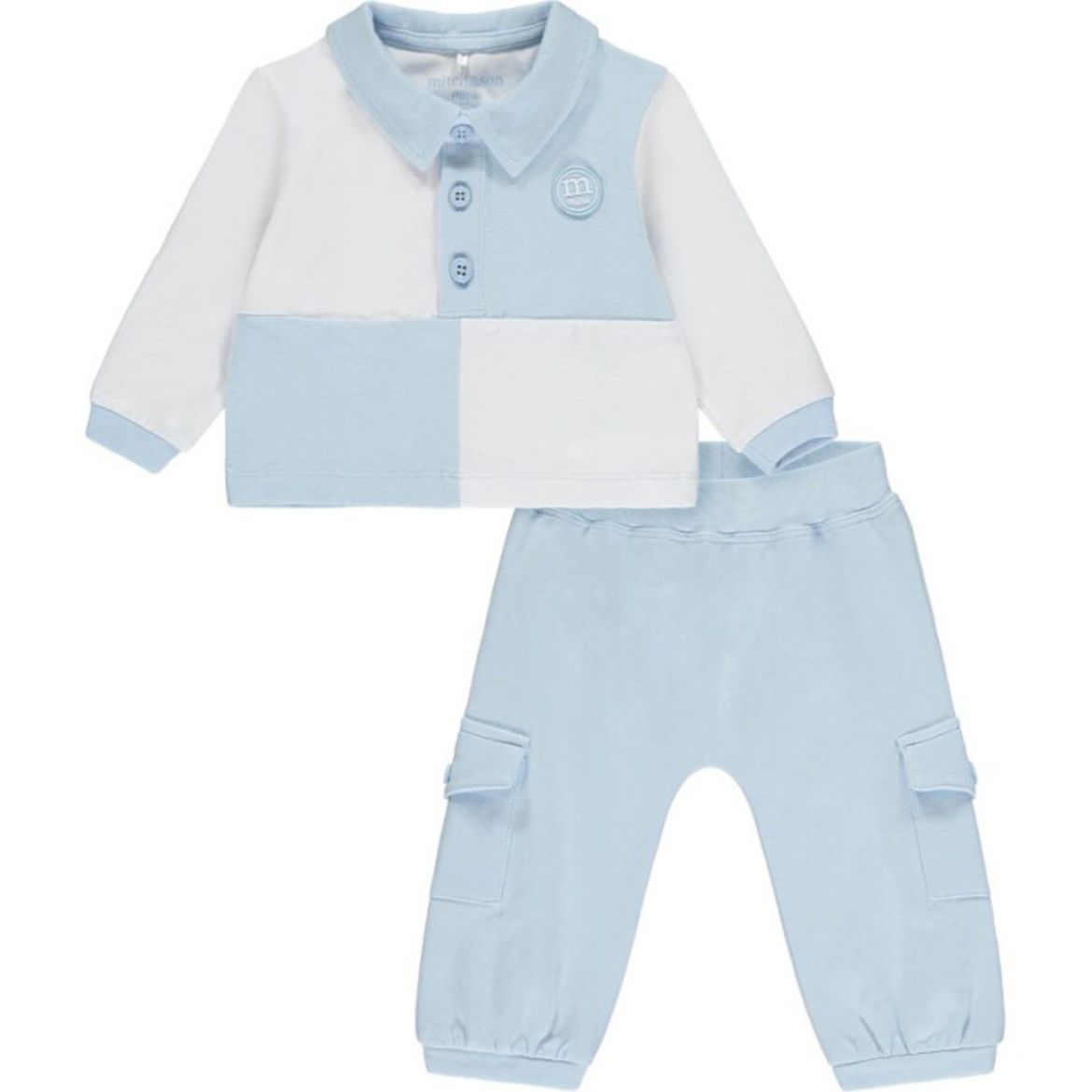 Picture of Mitch & Son Mini Boys 'Reece' Blue Block Polo Set