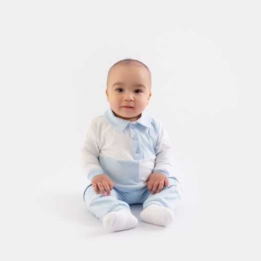 Picture of Mitch & Son Mini Boys 'Reece' Blue Block Polo Set