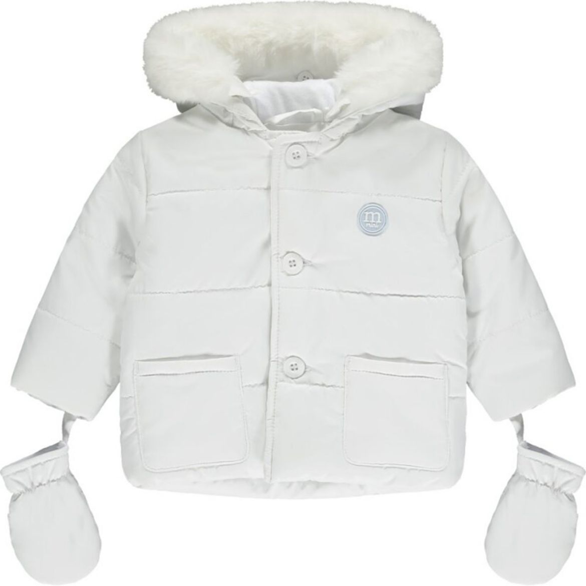 Picture of Mitch & Son Mini Boys 'Roman' White Faux Fur Trim Coat	