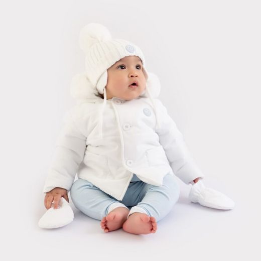 Picture of Mitch & Son Mini Boys 'Roman' White Faux Fur Trim Coat	