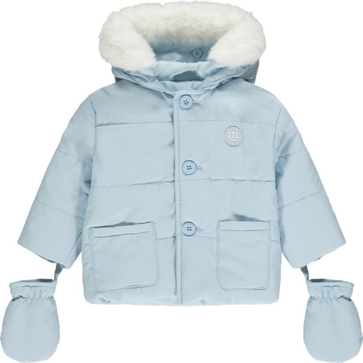 Picture of Mitch & Son Mini Boys 'Roman' Blue Faux Fur Trim Coat