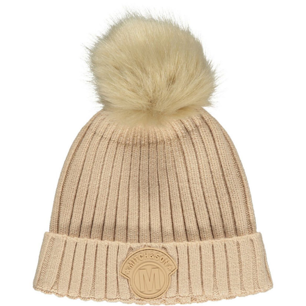 Picture of Mitch & Son Boys 'Osiris' Beige Faux Fur Pom Hat