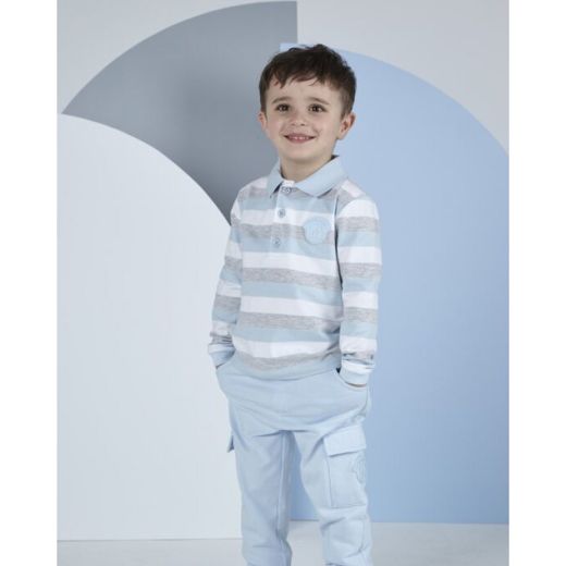Picture of Mitch & Son Boys 'Nicholas' Blue Stripe Polo