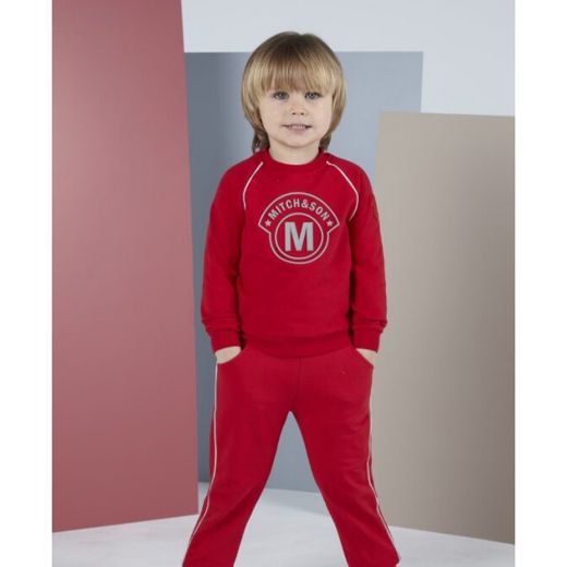 Picture of Mitch & Son Boys 'Otis' Red Logo Tracksuit
