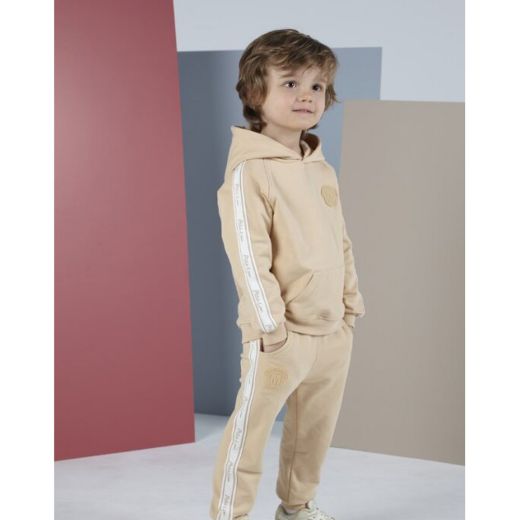 Picture of Mitch & Son Boys 'Omar' Beige Hooded Tracksuit