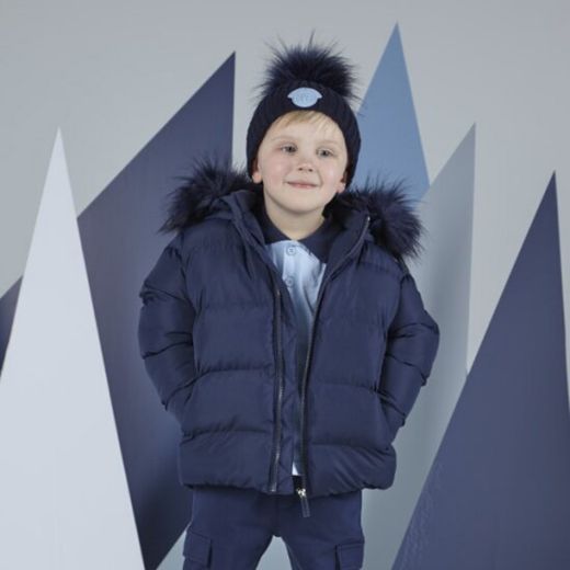 Picture of Mitch & Son Boys 'Parker' Navy Faux Fur Coat