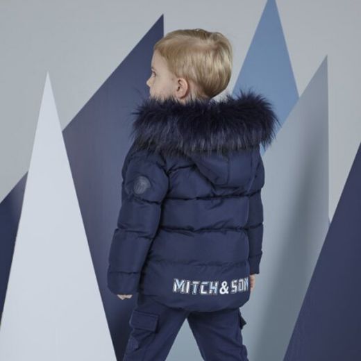 Picture of Mitch & Son Boys 'Parker' Navy Faux Fur Coat