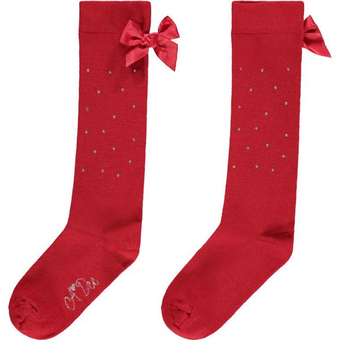 Picture of A Dee Girls Red 'Penny' Diamante Knee Socks