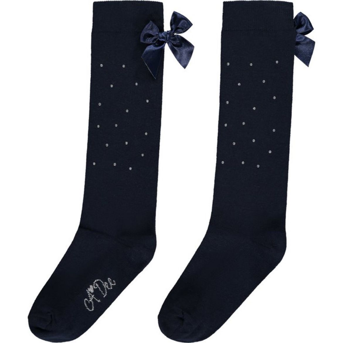 Picture of A Dee Girls Navy 'Penny' Diamante Knee Socks
