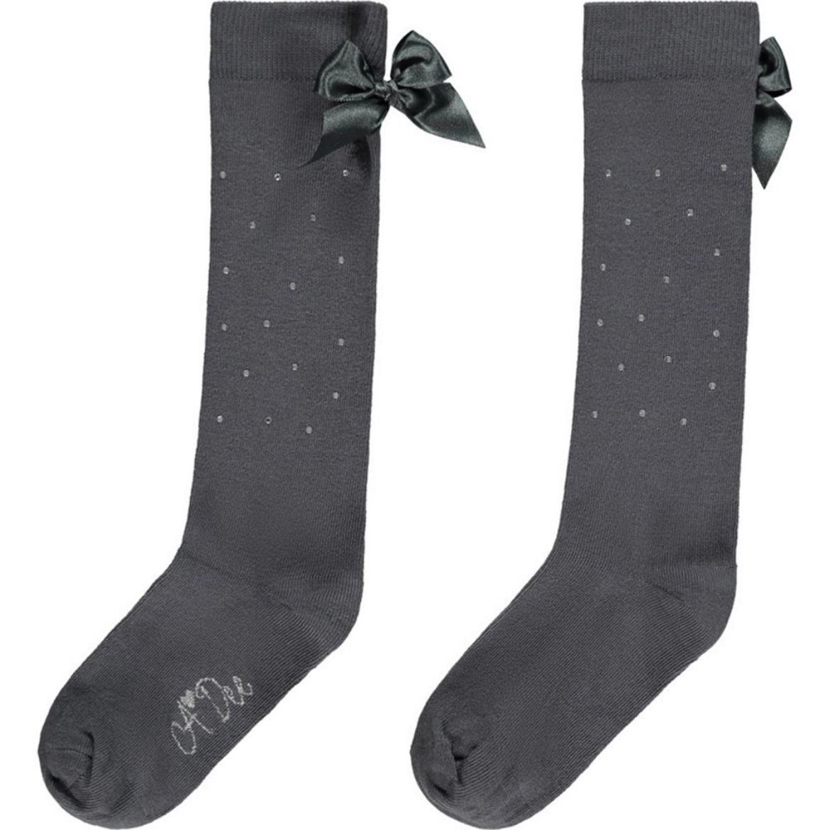 Picture of A Dee Girls Grey 'Penny' Diamante Knee Socks