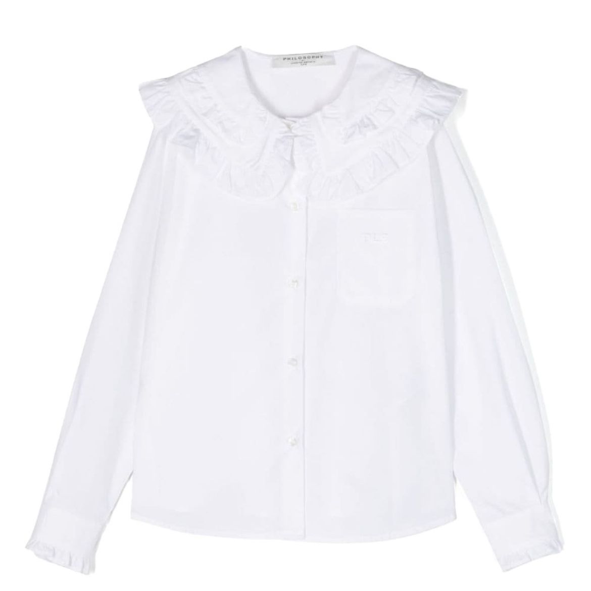 Picture of Philosophy Di Lorenzo White Ruffled Collar Shirt