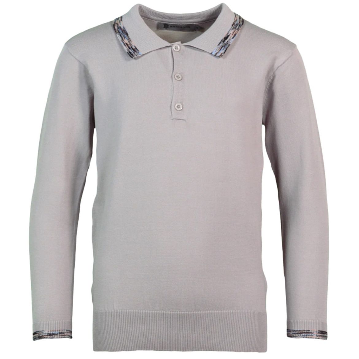 Picture of Moda Bandidos Boys Space Dye Trim Grey Long Sleeve Polo