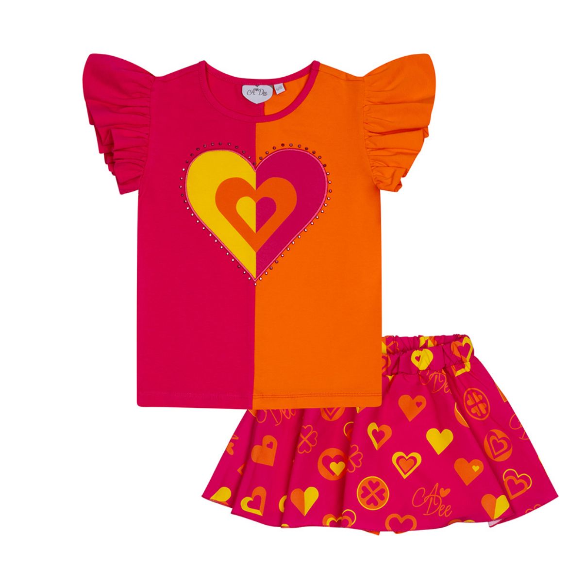 Picture of A Dee Monica Pink Heart Print Skirt Set