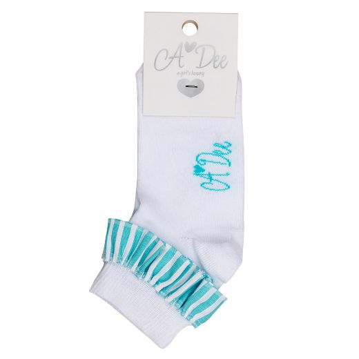 Picture of A Dee Octavia White Stripe Frill Ankle Socks