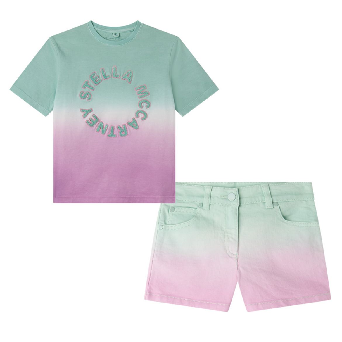 Picture of Stella Mc Cartney Girls Pastel Ombre T-Shirt & Shorts Set