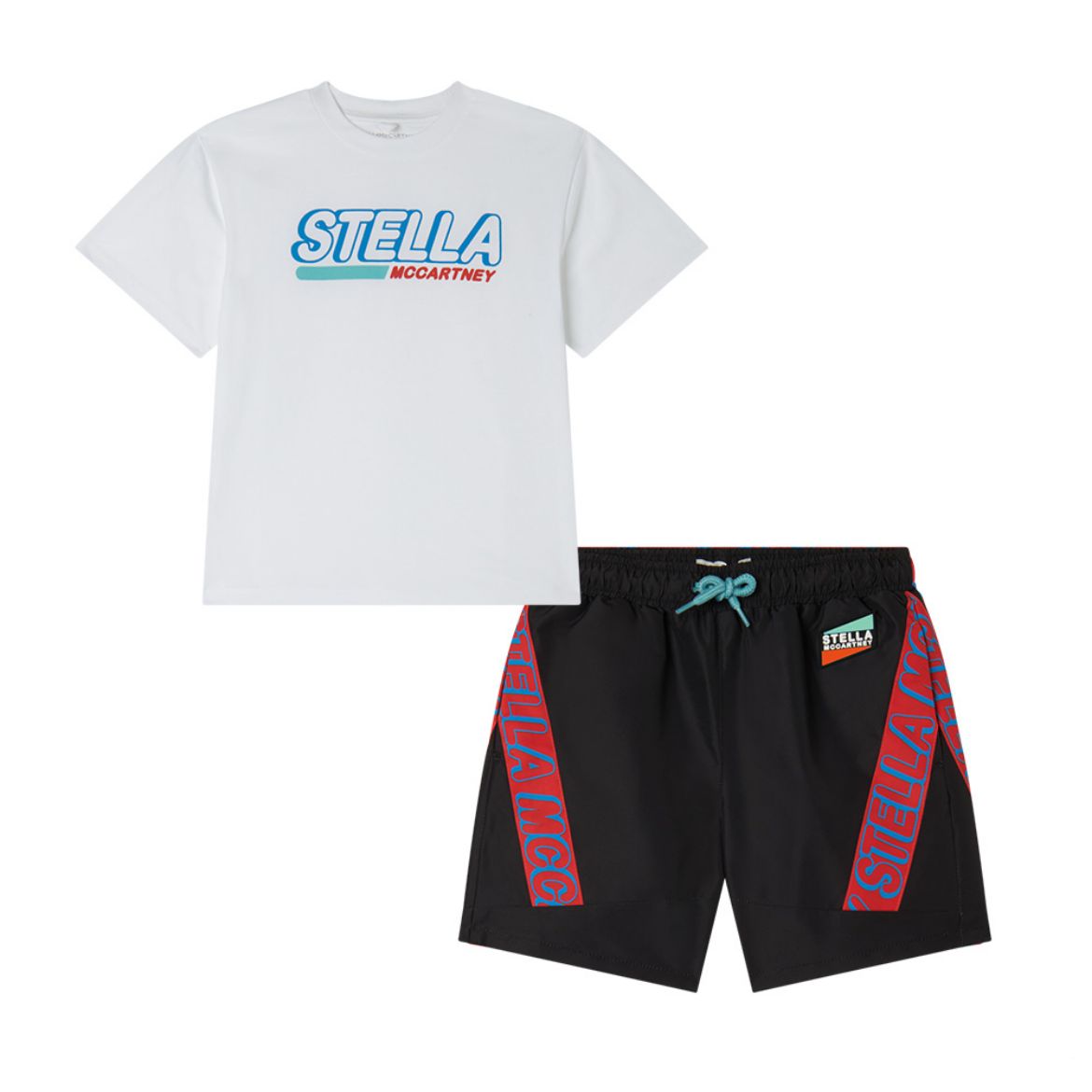 Picture of Stella Mc Cartney Boys White T-Shirt & Black Swimshort Set