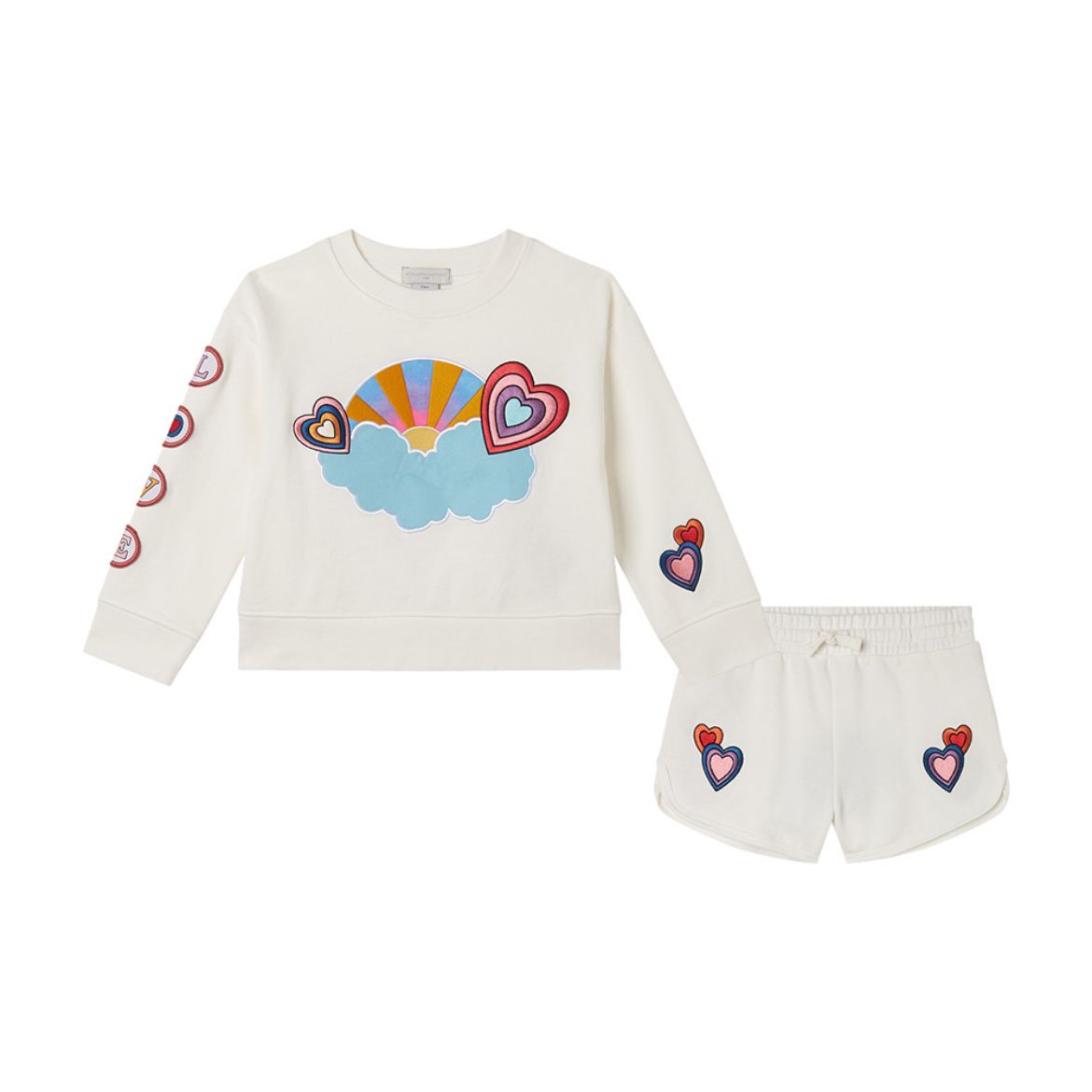 Picture of Stella Mc Cartney Girls Heart Ivory Short Set