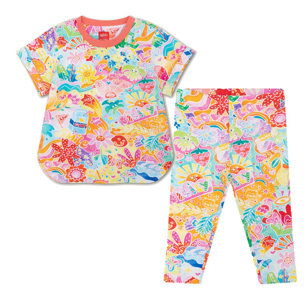 Picture of Oilily Girls Terriffic T-Shirt & Peppy Sun Printed Leggings Set