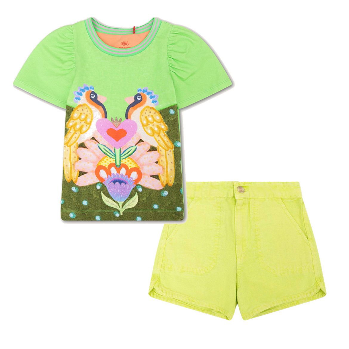 Picture of Oilily Girls Tuintje T-Shirt & Parade Green Short Set