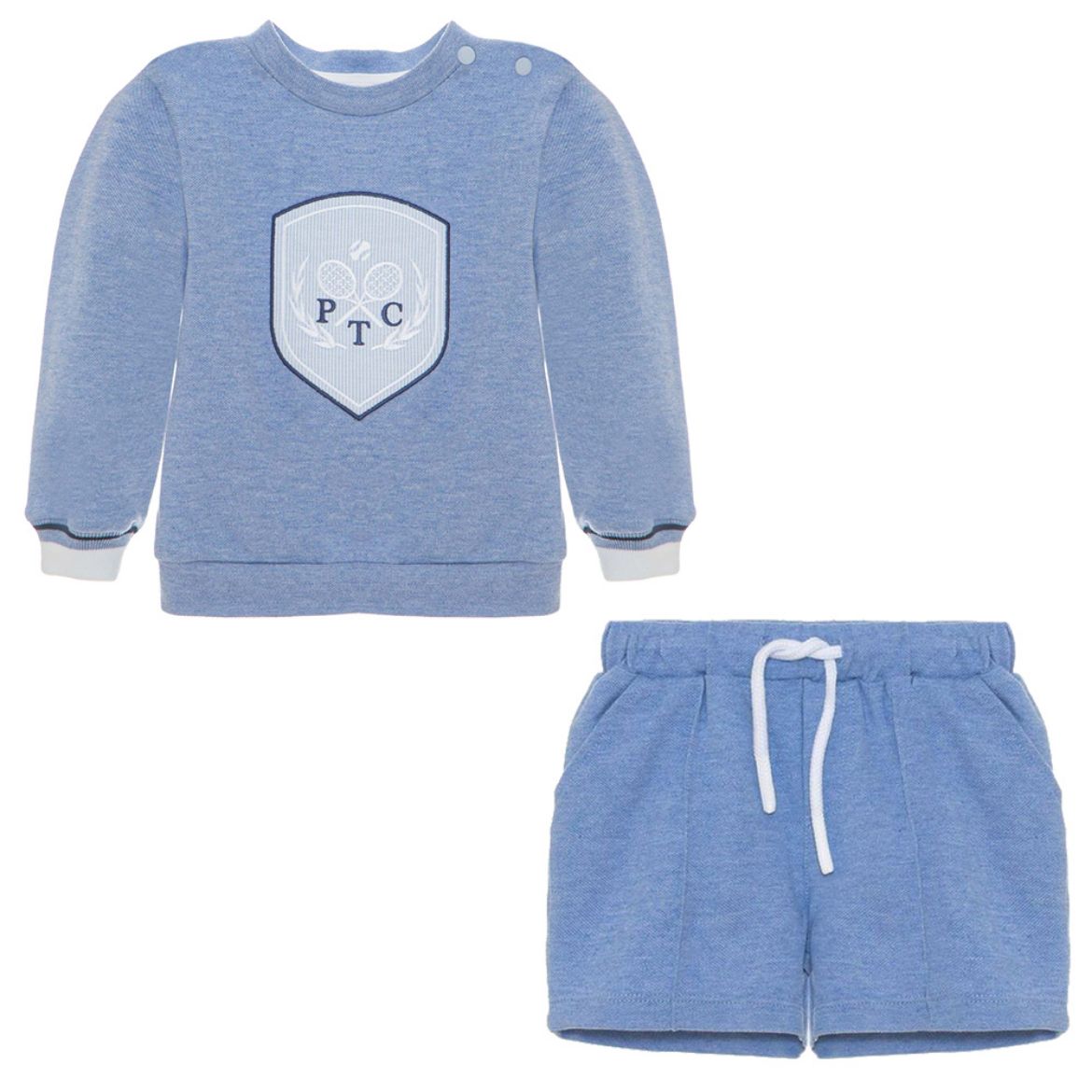 Picture of Patachou Boys Blue Sweatshirt & Short Logo Set