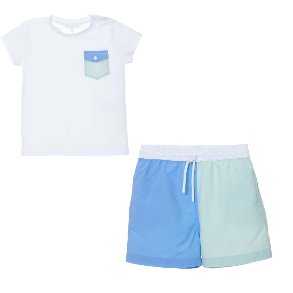 Picture of Patachou Boys Blue & White Pocket Swim Short Set