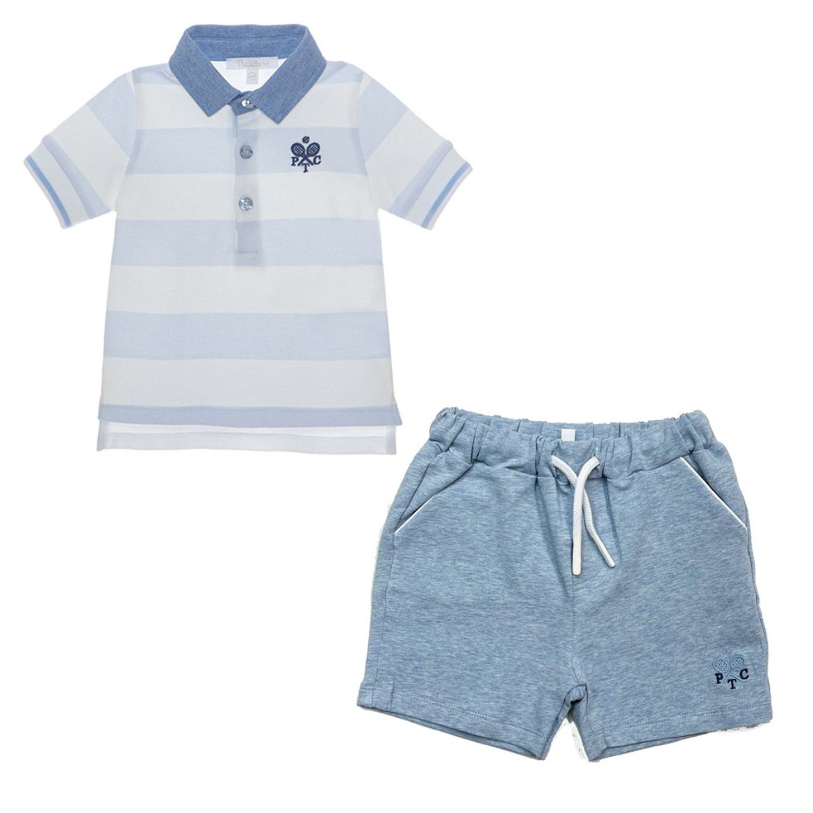 Picture of Patachou Boys Blue & White Stripe Polo Set