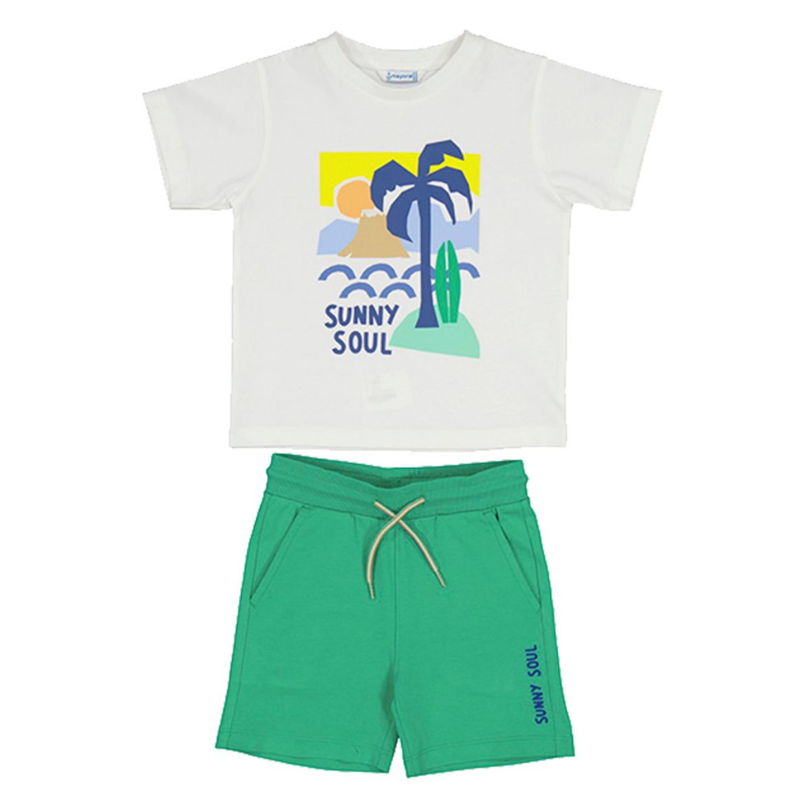 Picture of Mayoral Boys Green & White 'Sunny Soul' Short Set
