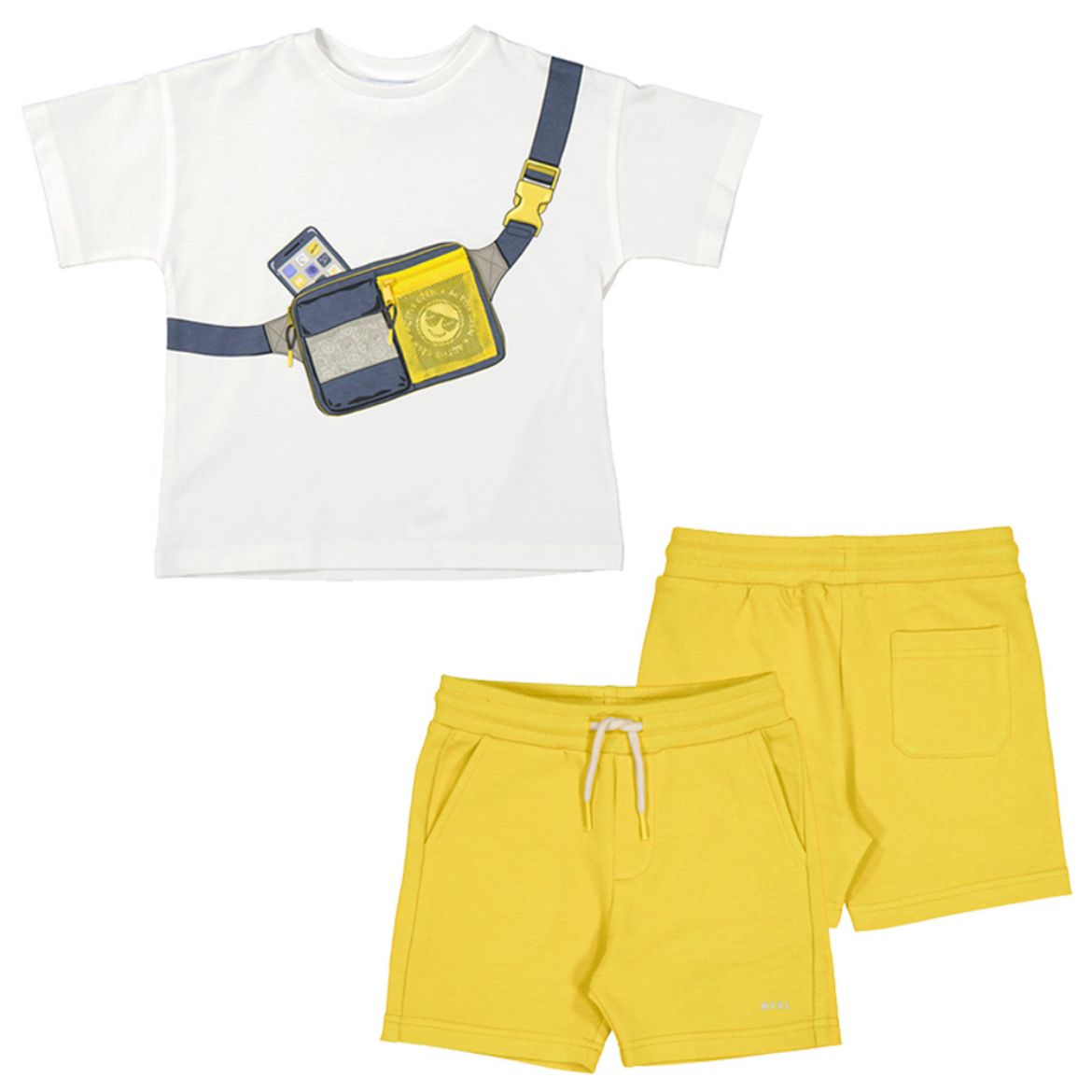 Picture of Mayoral Boys Yellow & White 'Bag' Short Set