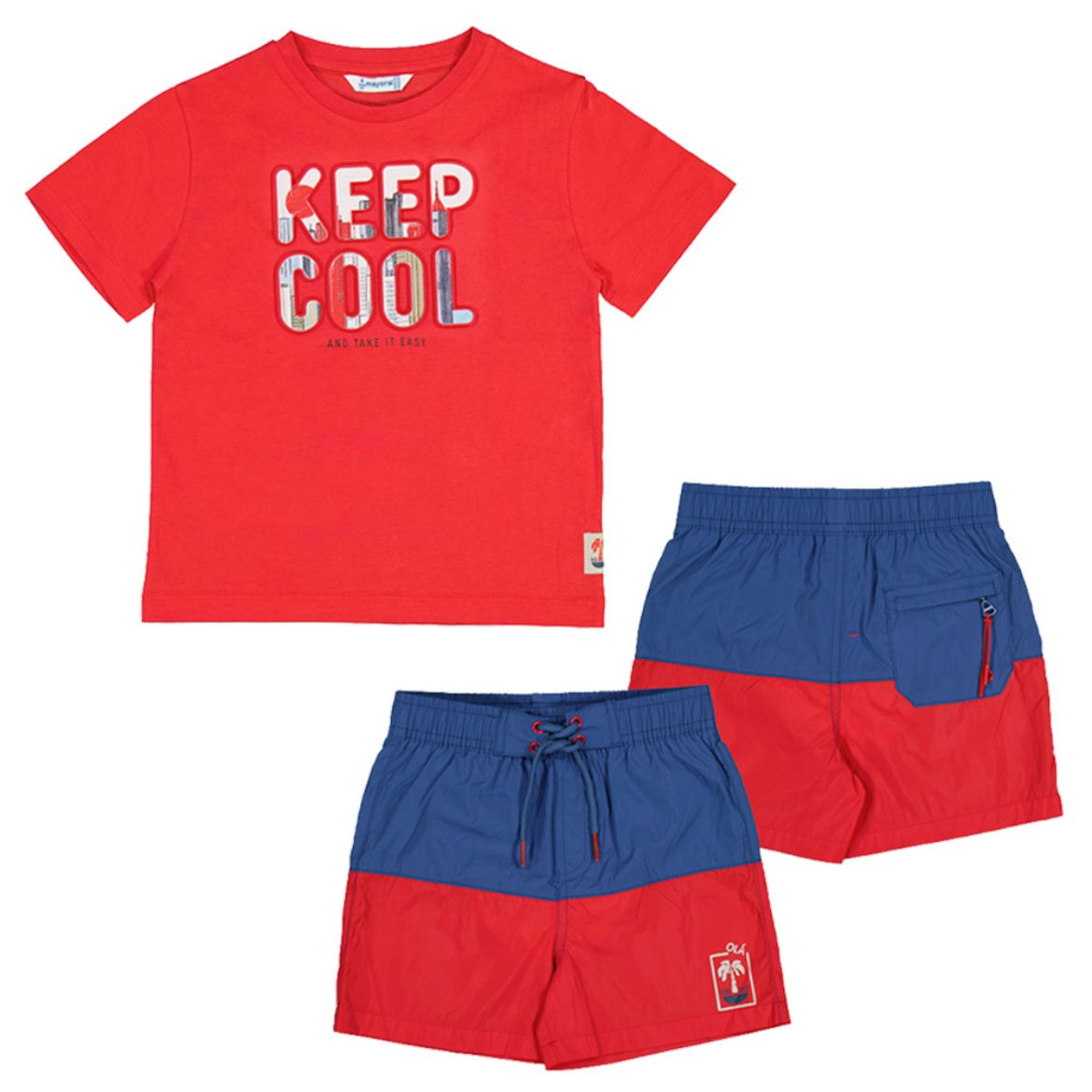 Picture of Mayoral Boys Red & Navy Swim Short Set