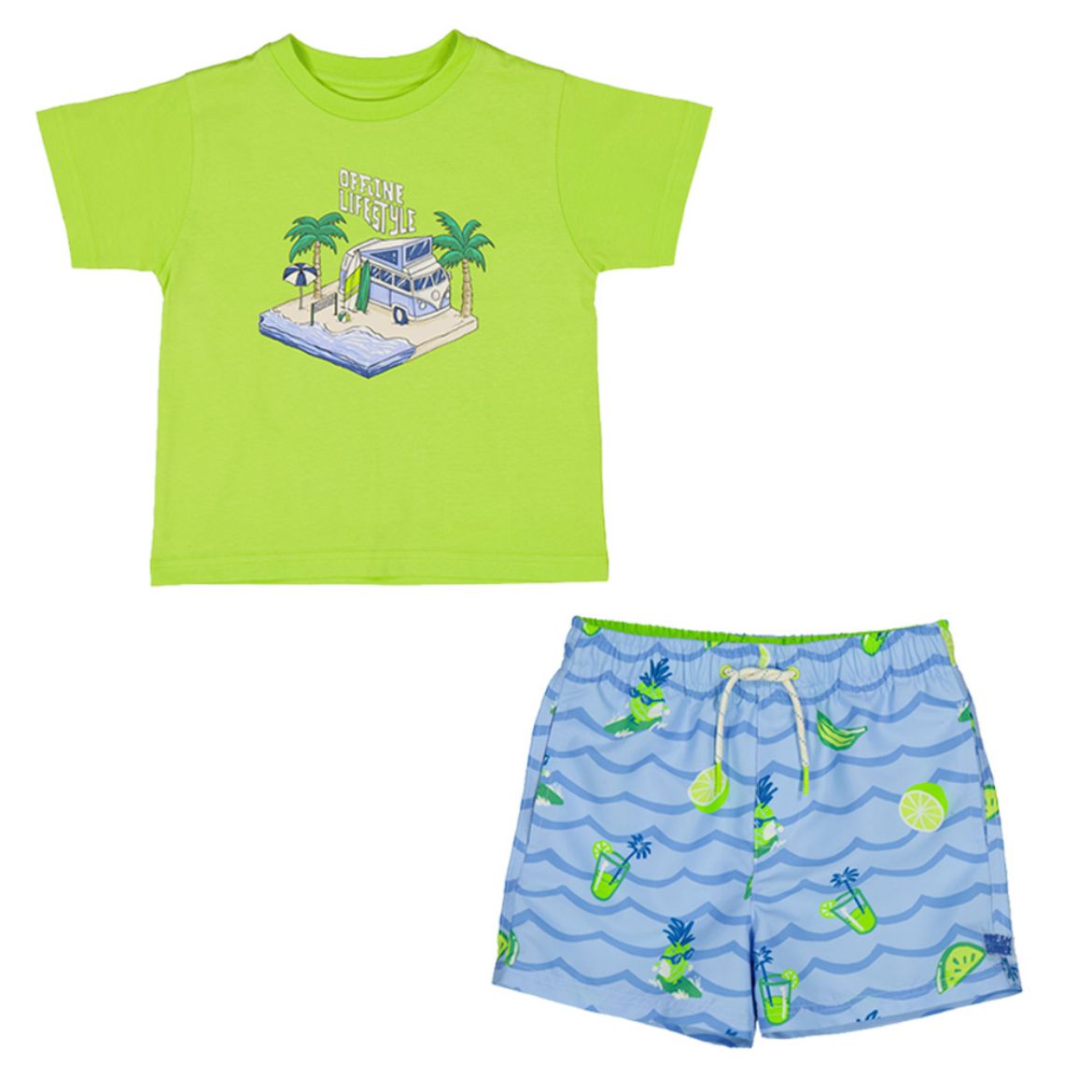 Picture of Mayoral Boys Blue & Lime Green Swim Short Set