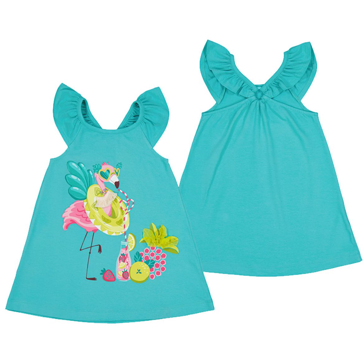 Picture of Mayoral Girls Aqua Blue 'Flamingo' Dress