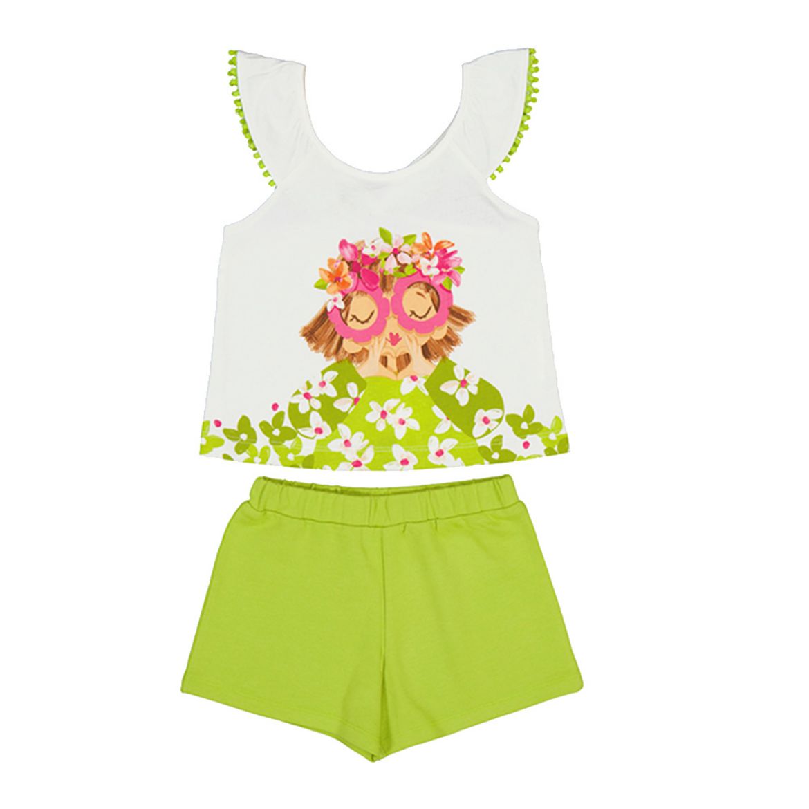 Picture of Mayoral Girls Green & White Short Set