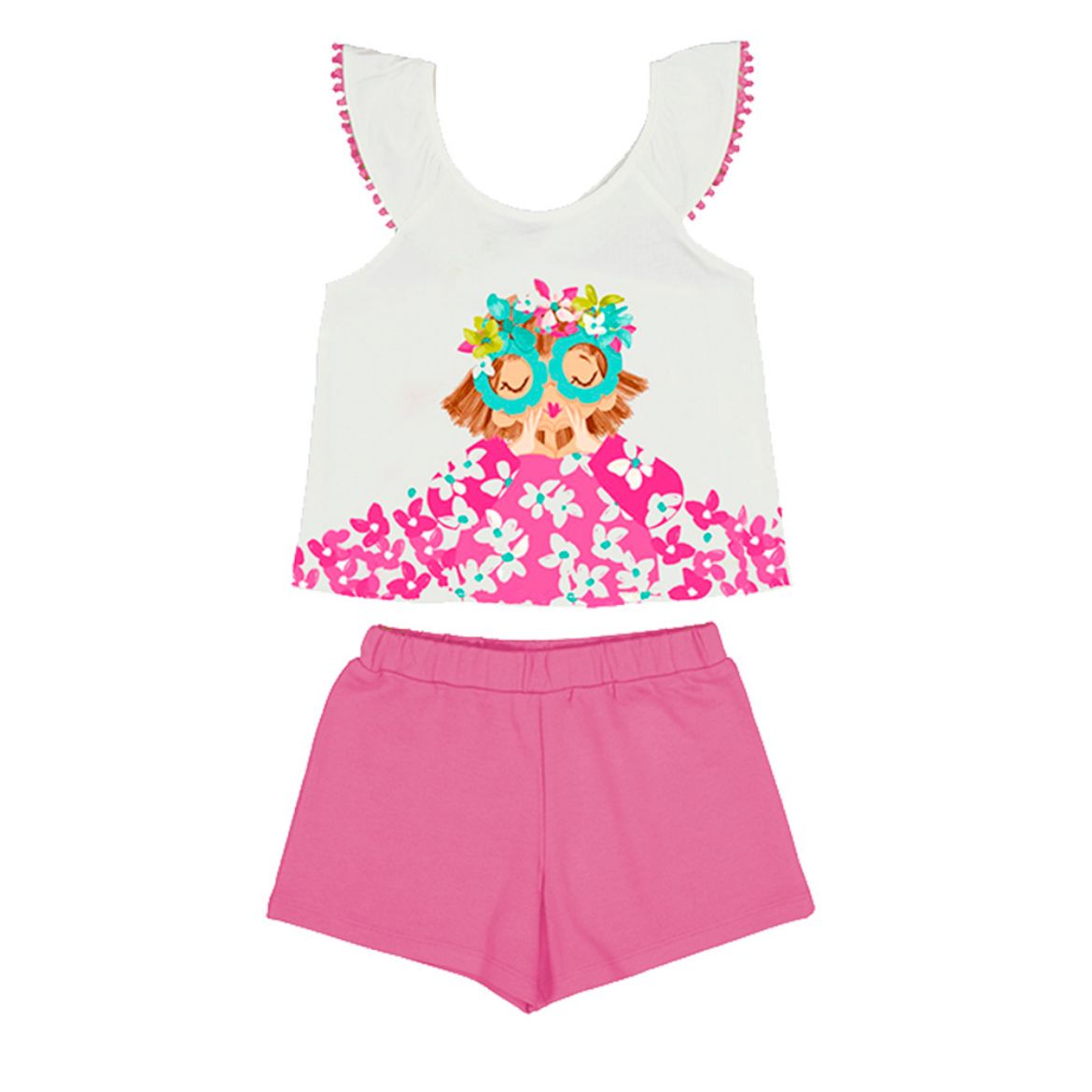 Picture of Mayoral Girls Pink & White Short Set