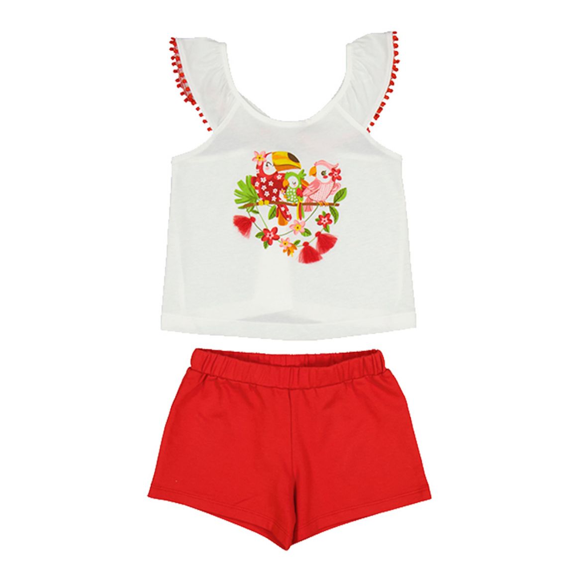 Picture of Mayoral Girls Red & White 'Parrot' Short Set