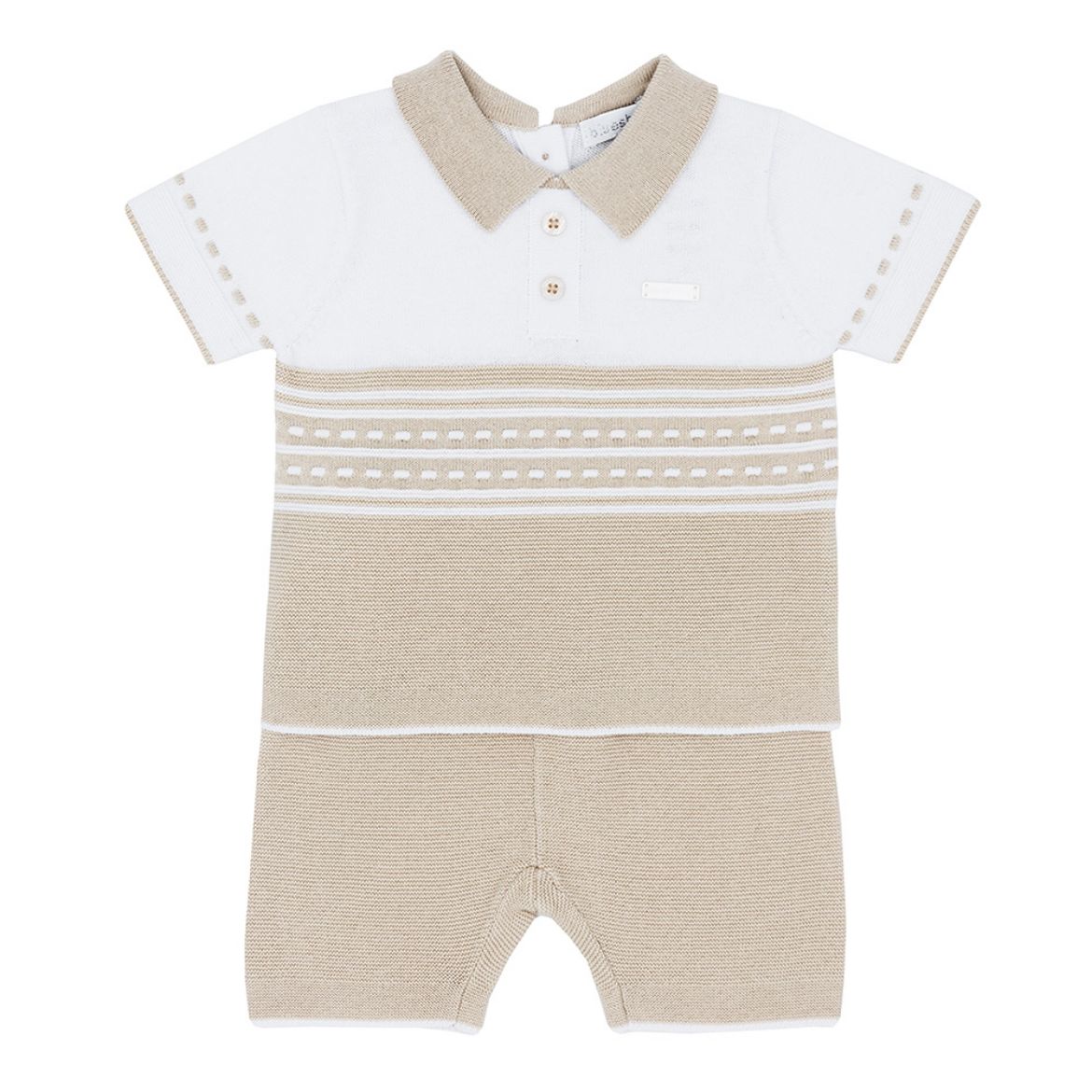 Picture of Blues Baby Boys Knitted Beige Polo & Short Set