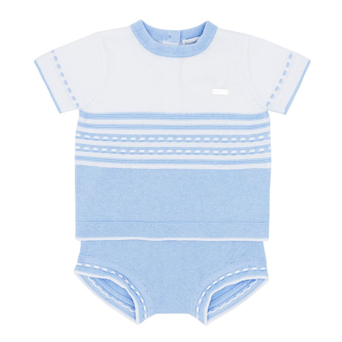 Picture of Blues Baby Boys Knitted Blue Round Neck Short Set