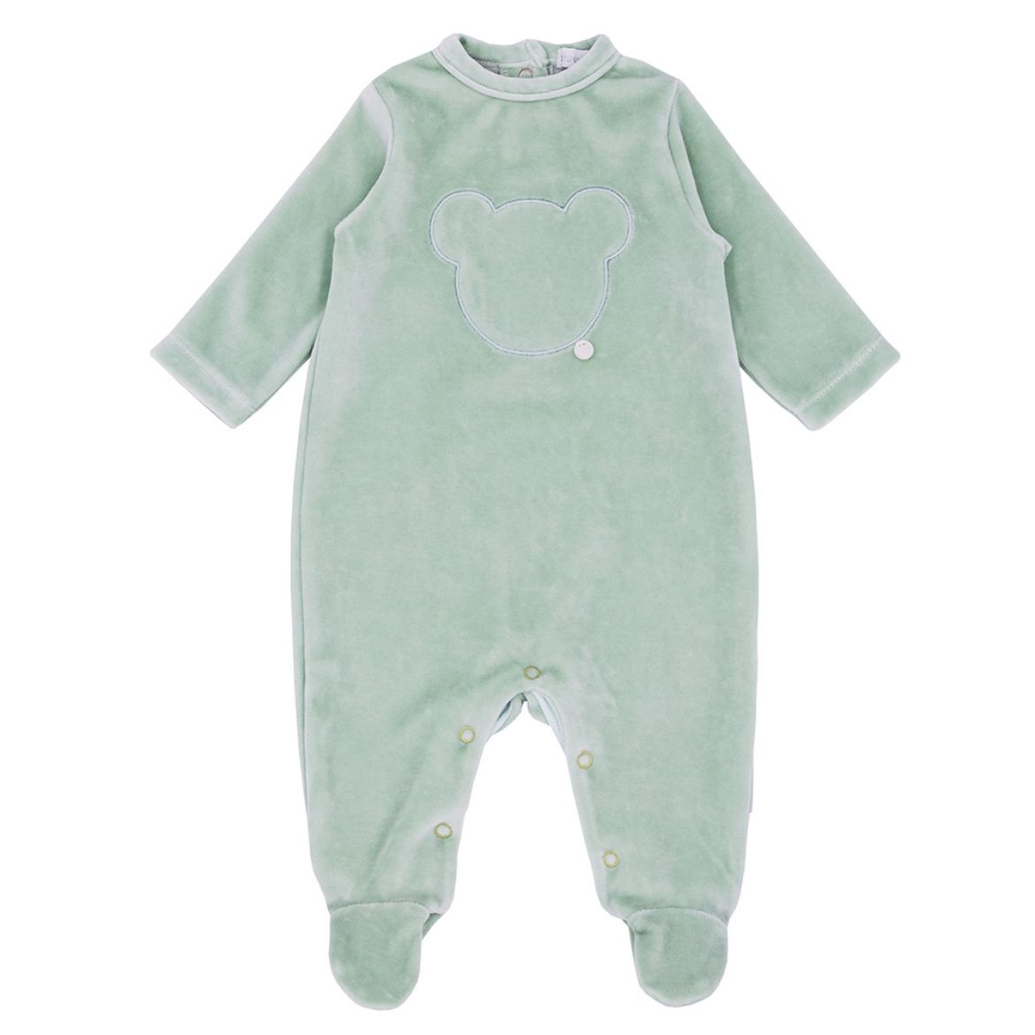 Picture of Blues Baby Green Bear Velour Sleepsuit