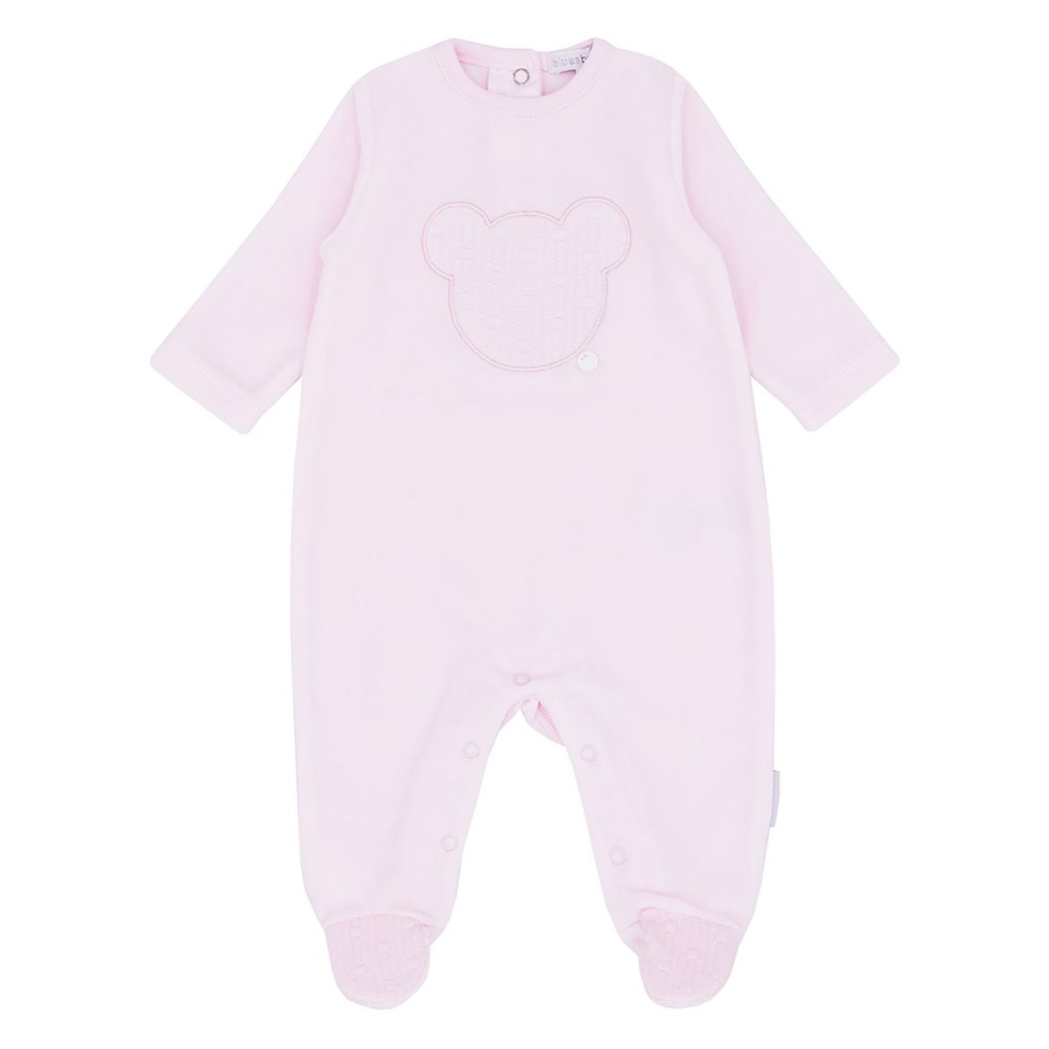 Picture of Blues Baby Girls Pink Bear Velour Sleepsuit