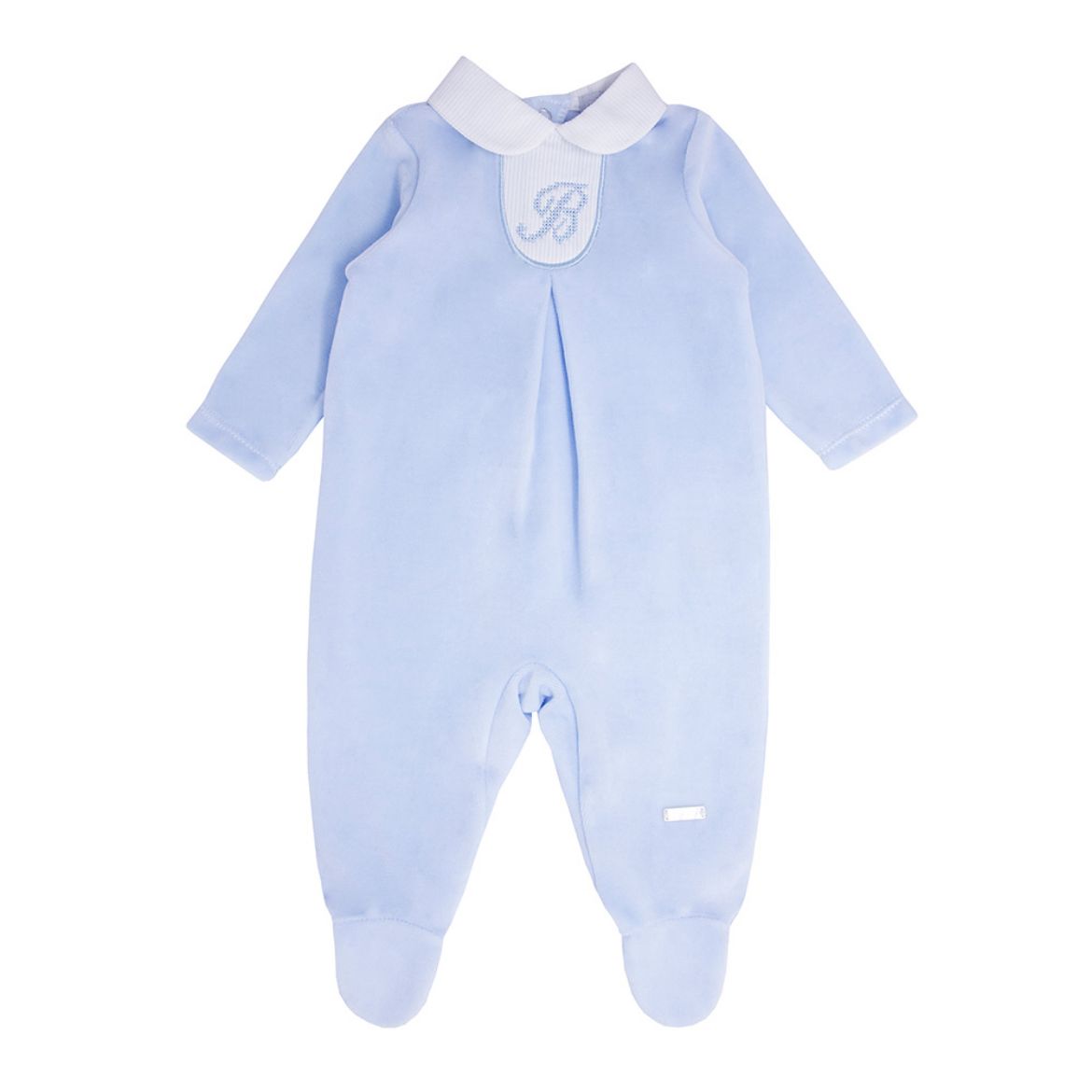 Picture of Blues Baby Boys 'B' Blue Velour Sleepsuit