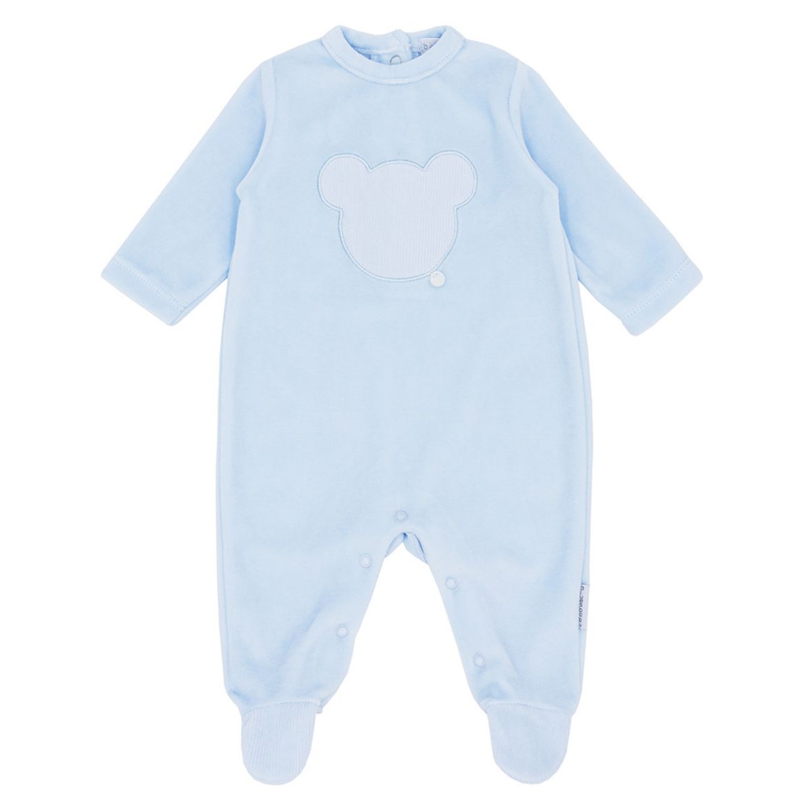 Picture of Blues Baby Boys Blue Bear Velour Sleepsuit