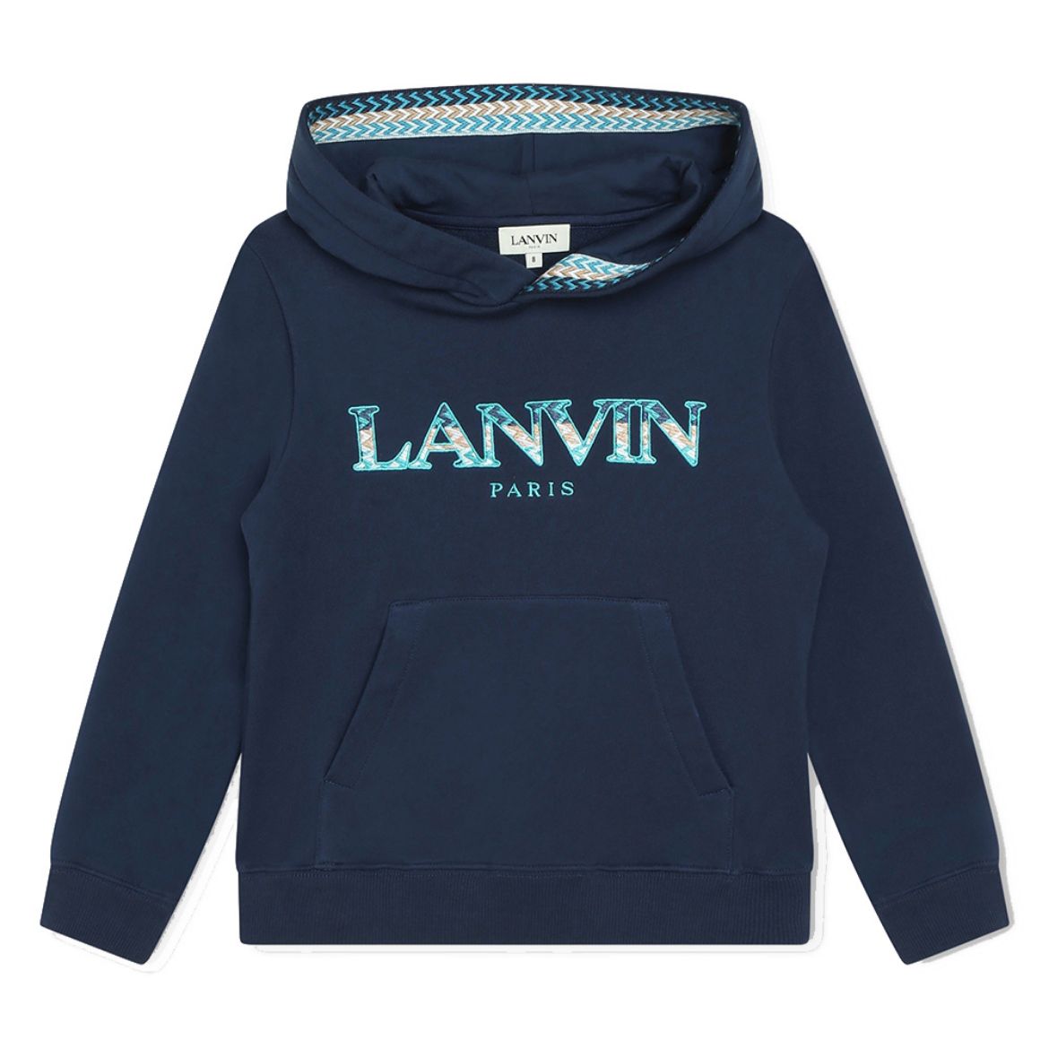 Picture of Lanvin Boys Navy Logo Hooded Sweatshirt
