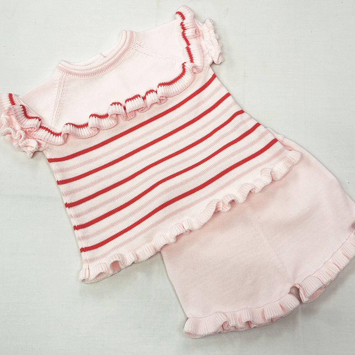 Picture of Granlei Girls Pink Stripe Knitted Set