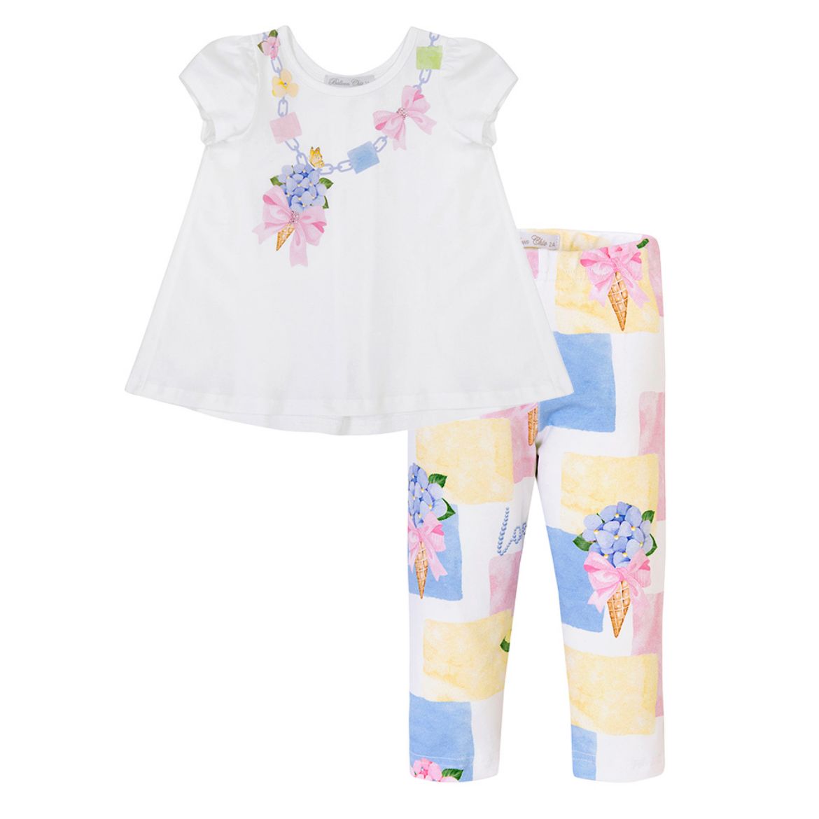 Picture of Balloon Chic Pink & Green Flower Leggings Set