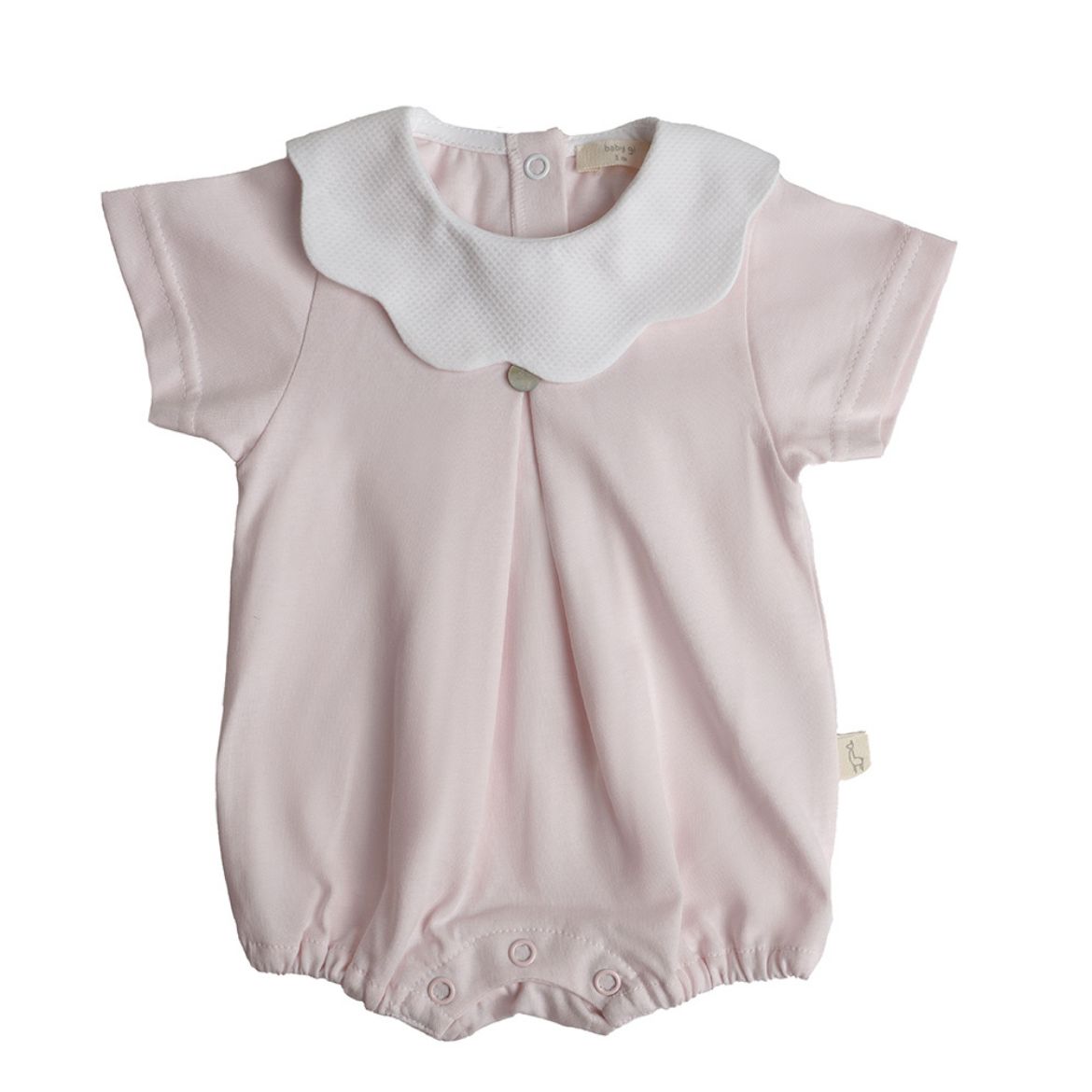 Picture of Baby Gi Pink Cotton Pique Short Romper