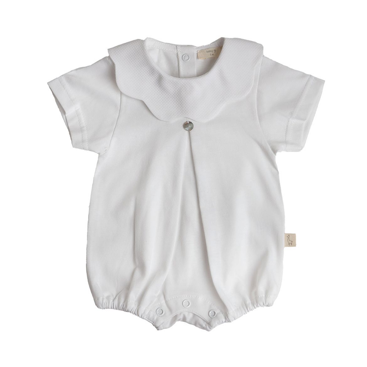 Picture of Baby Gi White Cotton Pique Short Romper
