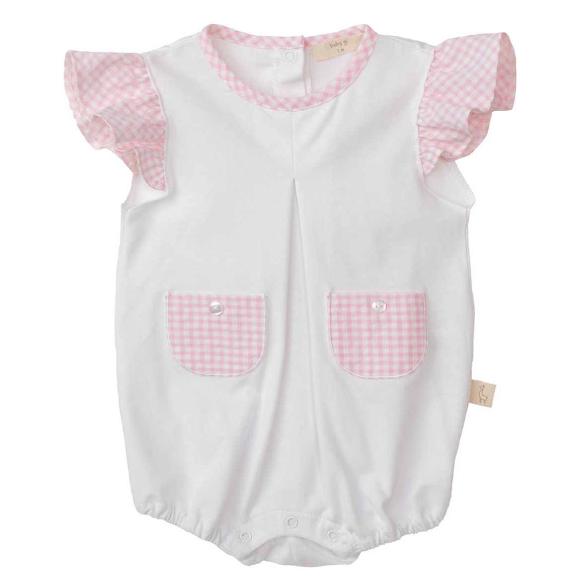 Picture of Baby Gi Pink Check Trim Romper
