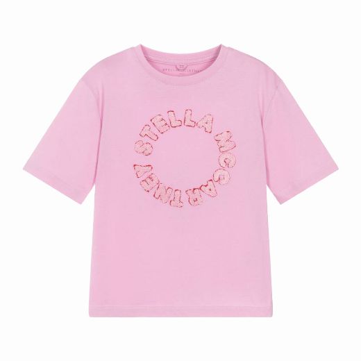 Picture of Stella Mc Cartney Girls Pink T-shirt & Denim Short Set