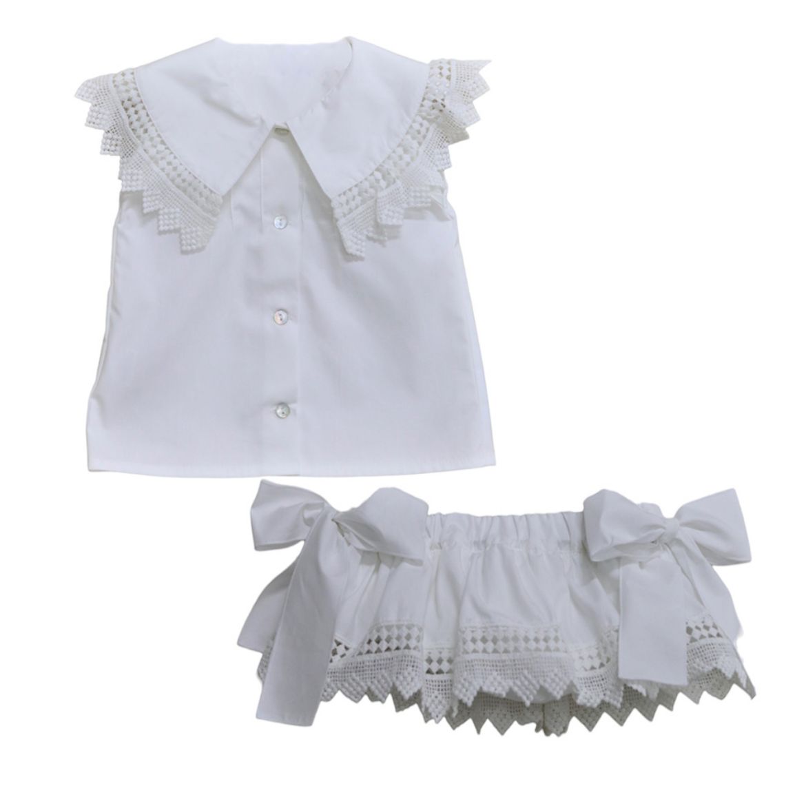 Picture of Phi White Shirt & Knicker Embroidered Set 